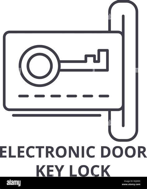 Electronic Dook Key Lock Line Icon Concept Electronic Dook Key Lock