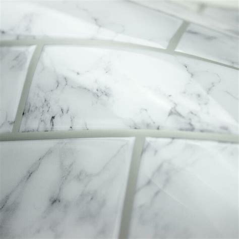 Carrara Marble Subway Peel And Stick Backsplash Roommates Decor