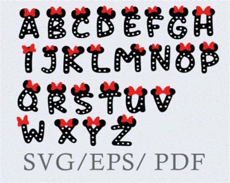 Minnie Mouse Alphabet Letters Disney File Cricut Svg Decal Etsy