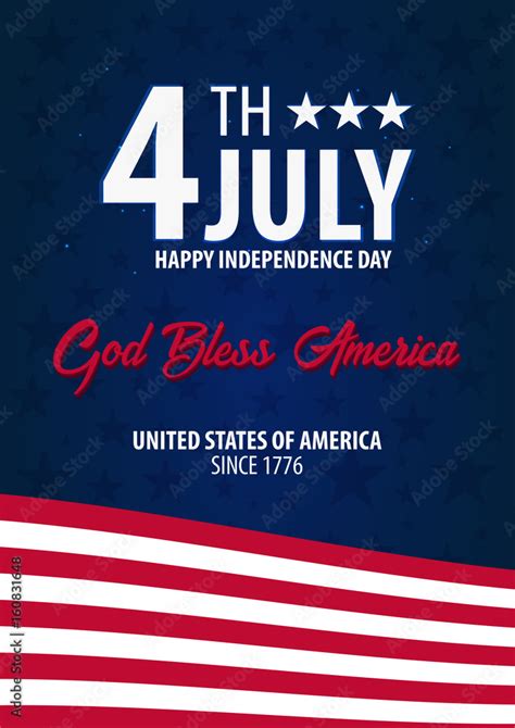 American Independence Day God Bless America Th July Template Background For Greeting Cards