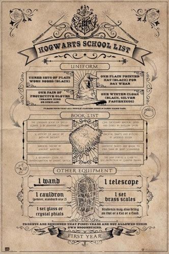 Harry potter page to screen: Harry Potter - Hogwarts School List - Poster - online im ...