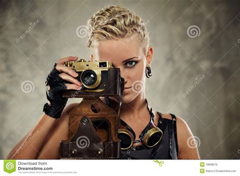 Close Up Portrait Of A Steam Punk Girl Stock Image Image Of Caucasian
