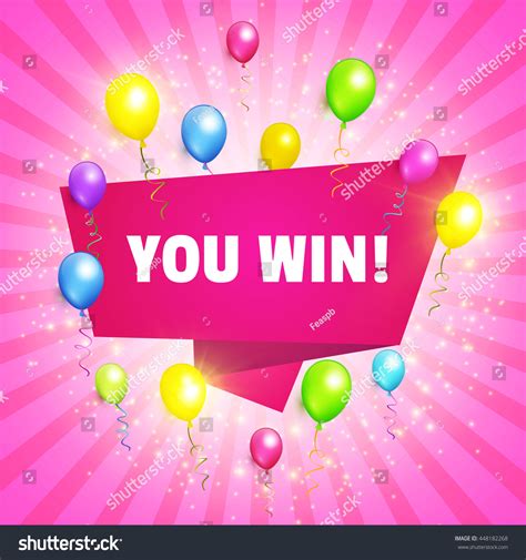 You Win Congratulations Banner Balloons Win Stock Vector Royalty Free