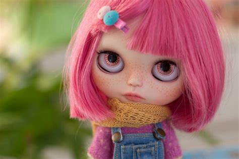 Custom Blythe Custom Doll Pink Hair Ooak Doll Blue Eyes Etsy