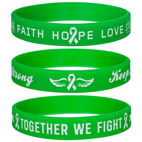 Buy Green Mental Health Awareness Ribbon Silicone Bracelets With Motivational Saying Faith