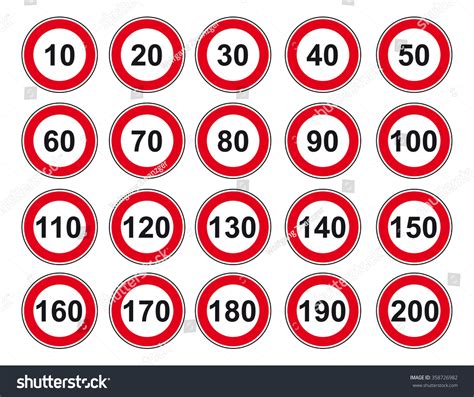 Vector Icon Set Road Sign Speed Limit 358726982 Shutterstock