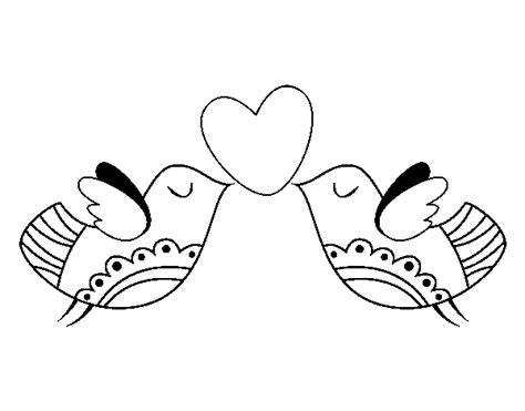 Birds With Heart Coloring Page