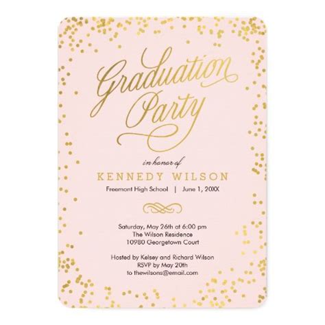 Shiny Confetti Graduation Party Invitation Pink Zazzle