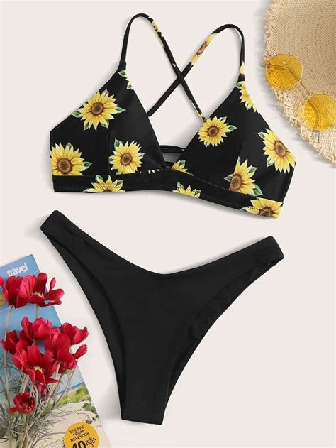 Sunflower Printed Bikini Set Sexy Swimwear Women 2022 Mujer Push Up