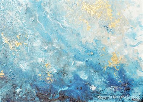 Giclee Print Art Abstract Painting Ocean Blue White