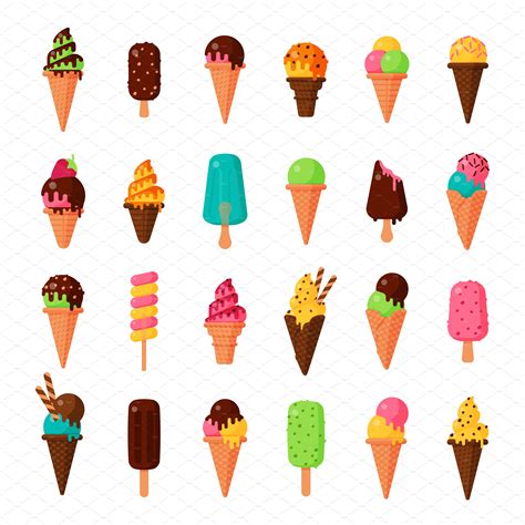 Sweet Cartoon Cold Ice Cream Vector ~ Illustrations ~ Creative Market