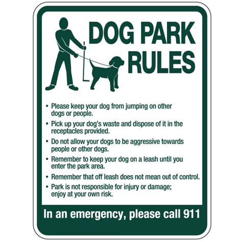 Dog Park Rules Sign Standard