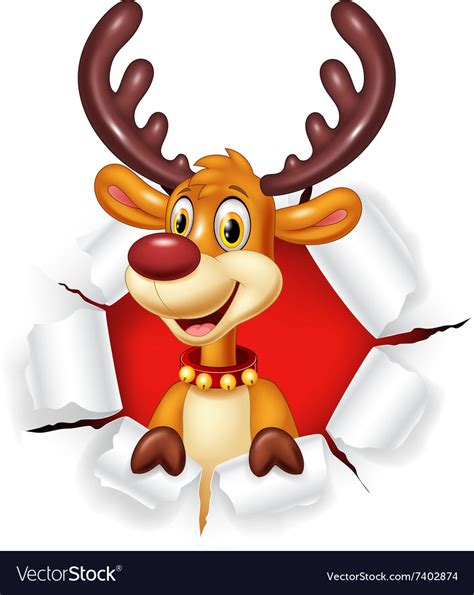 Cartoon Funny Deer With Blank Sign Isolated Vector Image