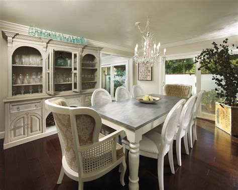 white dining table  distressed grey top white