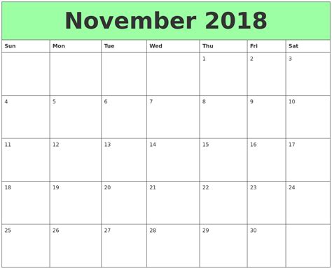 November 2018 Printable Calendars