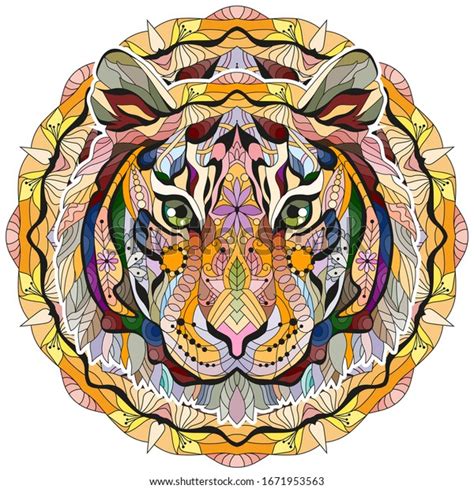 Zentangle Tiger Head Mandala Hand Drawn Stock Vector Royalty Free