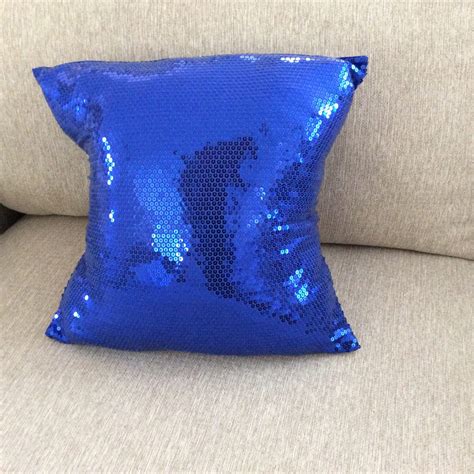 Blue Pillow Blue Sequin Pillow Cover Christmas Throw Pillow Etsy