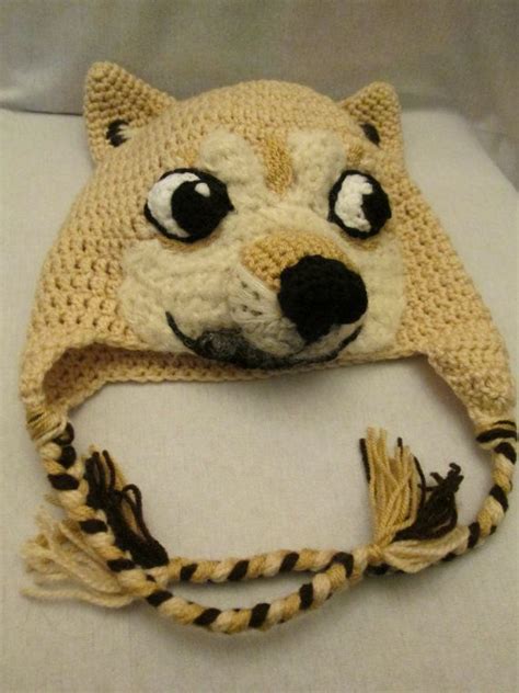 (doge hat still needs eyes) can't quit making hats for gifts! Doge - Shibe meme crochet hat - Made to order | Gorros niños, Gorras y Ganchillo