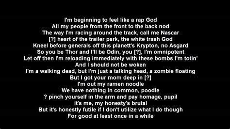 But to have freestyled rap god, is a whole new level of achievement. Eminem Rap God Lyrics - YouTube
