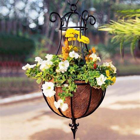 Rust Free Hanging Planter Basket For Balcony Plants Earthgarden