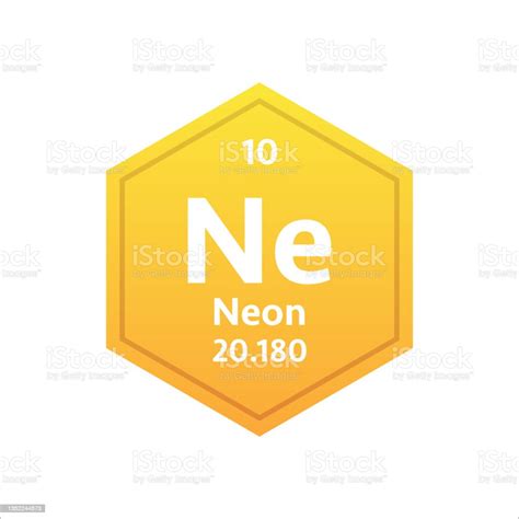 Simbol Neon Unsur Kimia Dari Tabel Periodik Ilustrasi Stok Vektor