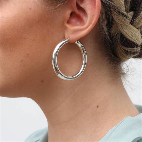 Sterling Silver Or Ct Gold Plated Chunky Tube Hoop Earrings