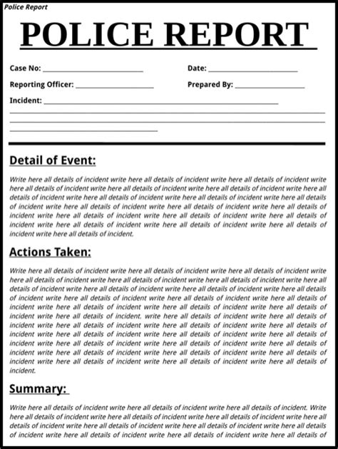 Police Report Template Police Report Report Template