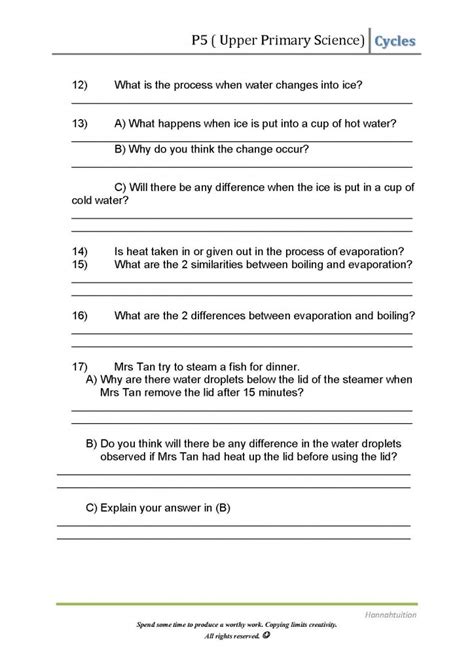 Printable science worksheets for teachers and parents. P5 Science (Reproduction and Cycles)