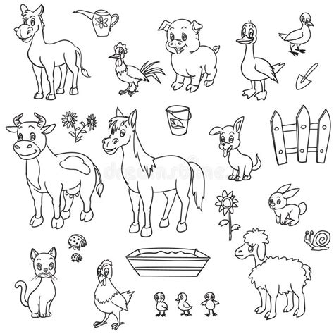 Farm Animals For Coloring Book Stock Vector Illustration Of Duck