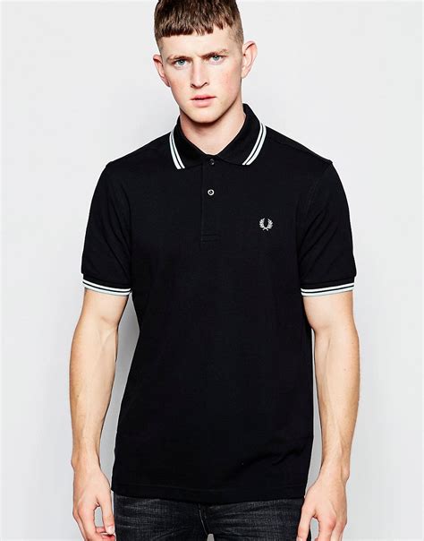 Fred Perry Fred Perry Polo Shirt With Twin Tip Regular Fit In Black At Asos