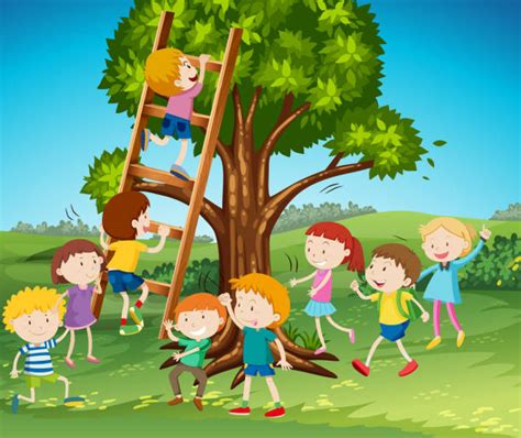 Kids Climbing Tree Illustrations Royalty Free Vector Graphics And Clip
