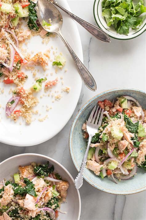Roasted Salmon Flakes With Quinoa And Fresh Steamed Kale This Healthy