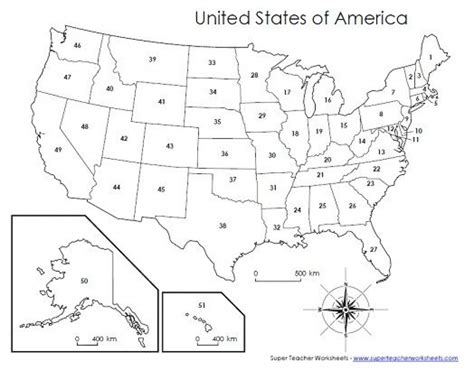 Blank Map Of The United States With Numbers Printable Map