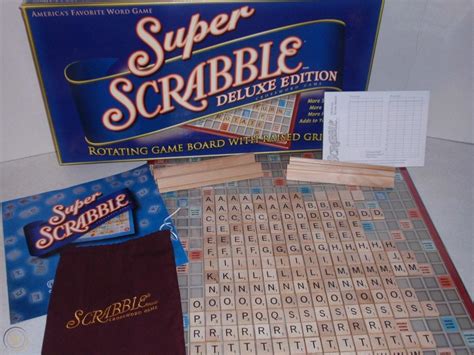 Super Scrabble Deluxe Edition Game With Rotating Board Raised Grid