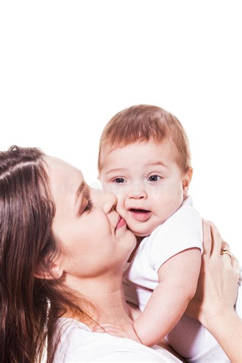 Mother Hugs Her Baby Isolated Stock Photo Image Of Hugging Mother