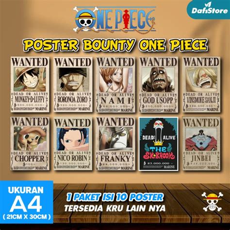 Jual Poster Bounty Wanted One Piece Poster Dinding Shopee Indonesia