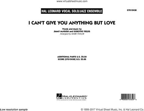 Fields I Cant Give You Anything But Love Key B Flat Sheet Music Complete Collection For