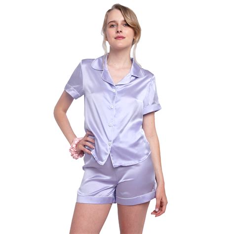 Silk Short Pajama Set 22 Momme Light Purple Xs In 2021 Short