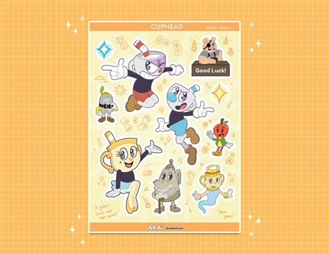 Cuphead Sticker Sheet Stickers Cuphead Etsy