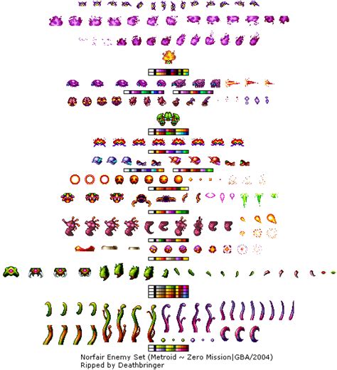 A fontstruction designed by goatmeal. Game Boy Advance - Metroid Zero Mission - Norfair Enemies - The Spriters Resource