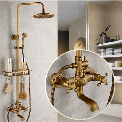 The copper bathroom faucet provides a clear and steady laminar stream, that provides a beautiful water presentation. Vintage Brass Bathroom Outdoor Shower Faucets With Shelves