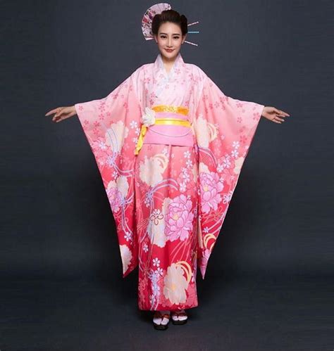 Pink Japan Women Geisha Kimono Japones Yukata Japanese Kimono