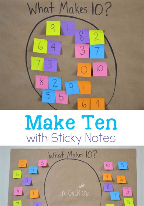 Math Facts Game Make Ten With Sticky Notes Life Over Cs