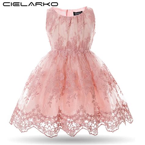 Cielarko Girls Dress Fancy Kids Lace Dresses Flower Mesh Children