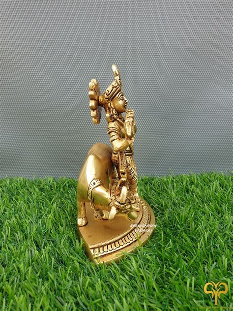 Brass Krishna Statue Lord Krishna Standing With Cow 6 Etsy