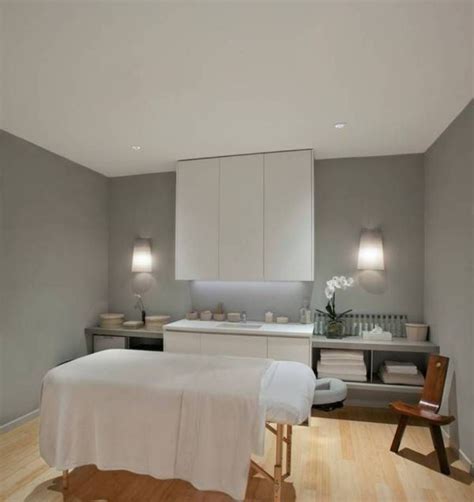 i relly like the soft gray and the light floors i love this room spa room decor massage room