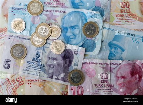 Turkish Lira Turk Lirasi Local Currency Coins And Banknotes