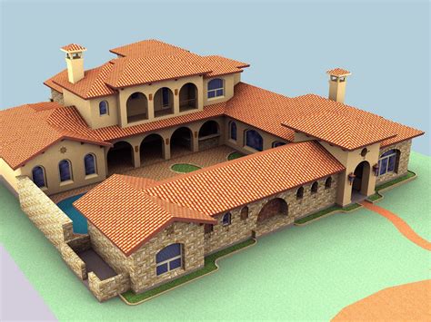 Hacienda style house plans with courtyard mexican hacienda from mexican hacienda style home plans. Elevation Renderings | Hacienda style homes, Spanish style ...