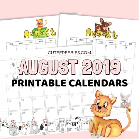 August 2019 Calendar Pdf Free Printable Printables And Inspirations