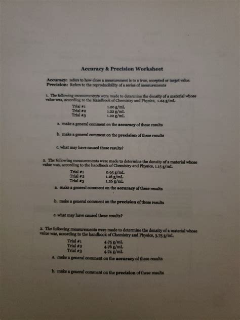 Accuracy And Precision Worksheet Answers Key Math Worksheets Grade 5